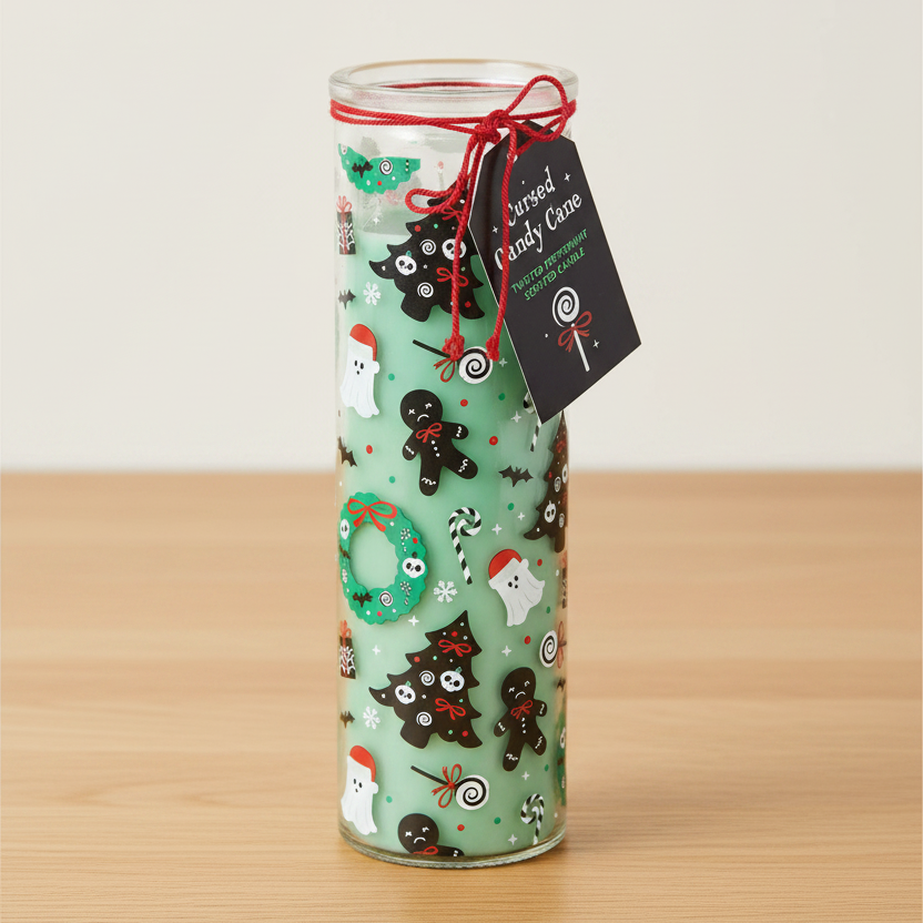 Merry Creepmas Cursed Candy Cane Tube Candle