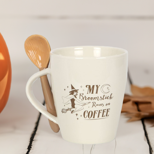 My Broomstick Runs on Coffee Mug and Spoon Set