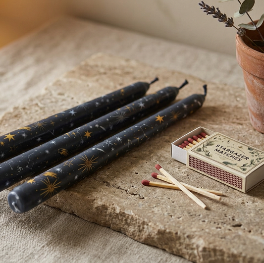 Set of 3 Starry Night Taper Candles