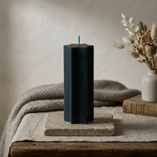Navy Starry Night Star Shaped Taper Candle