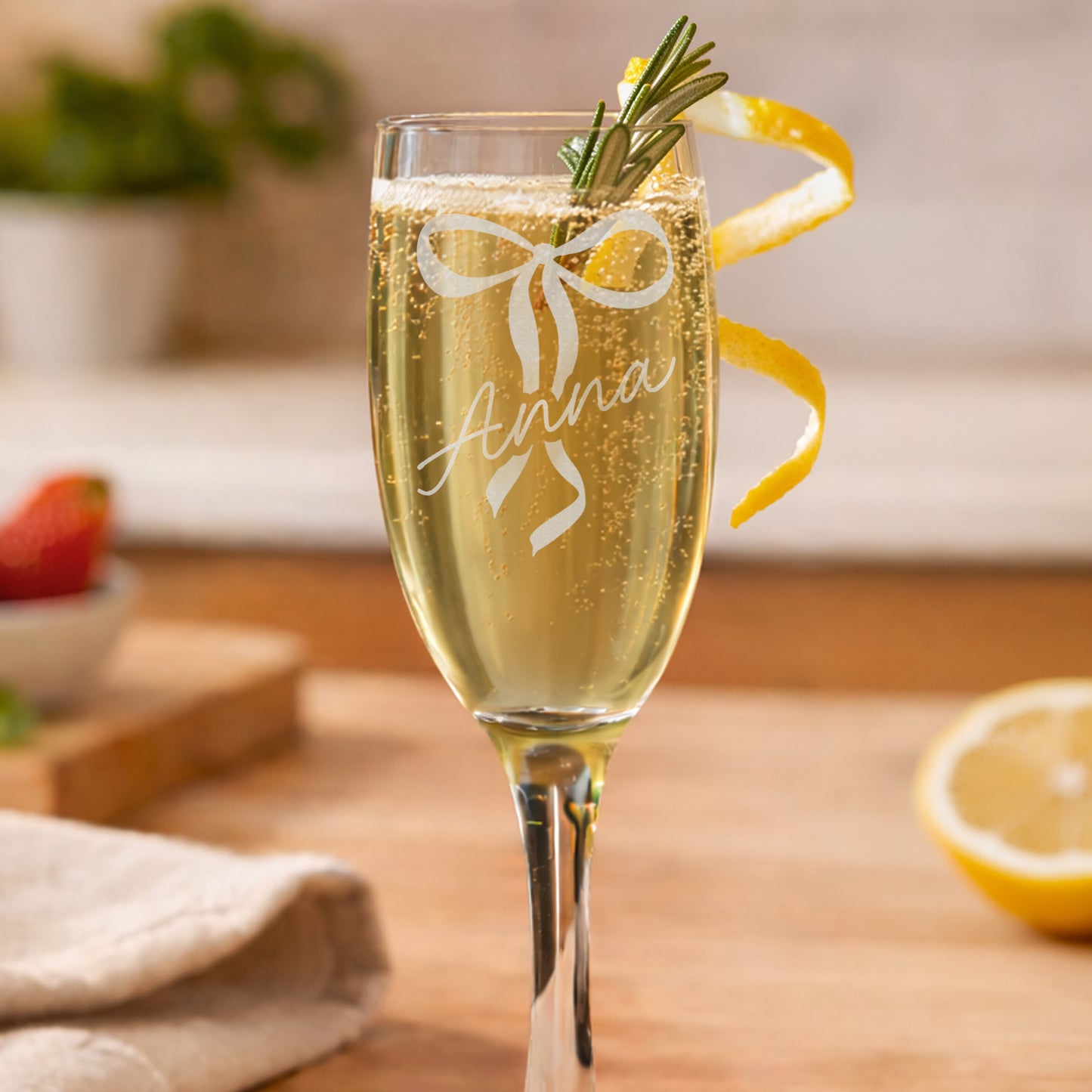 Personalised Bow Flute Glass