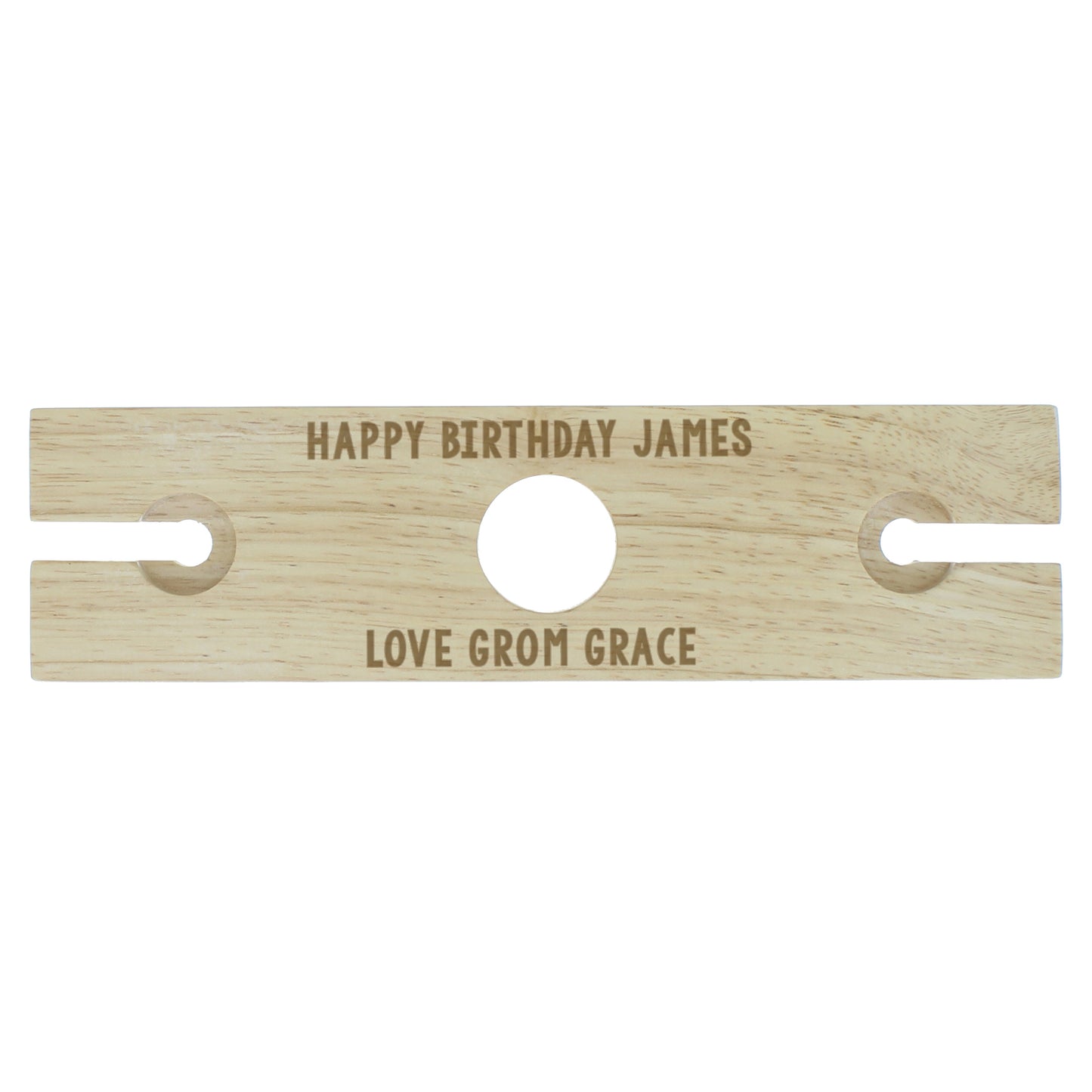 Personalised Wine Glass & Bottle Holder | Custom Wooden Butler Gift