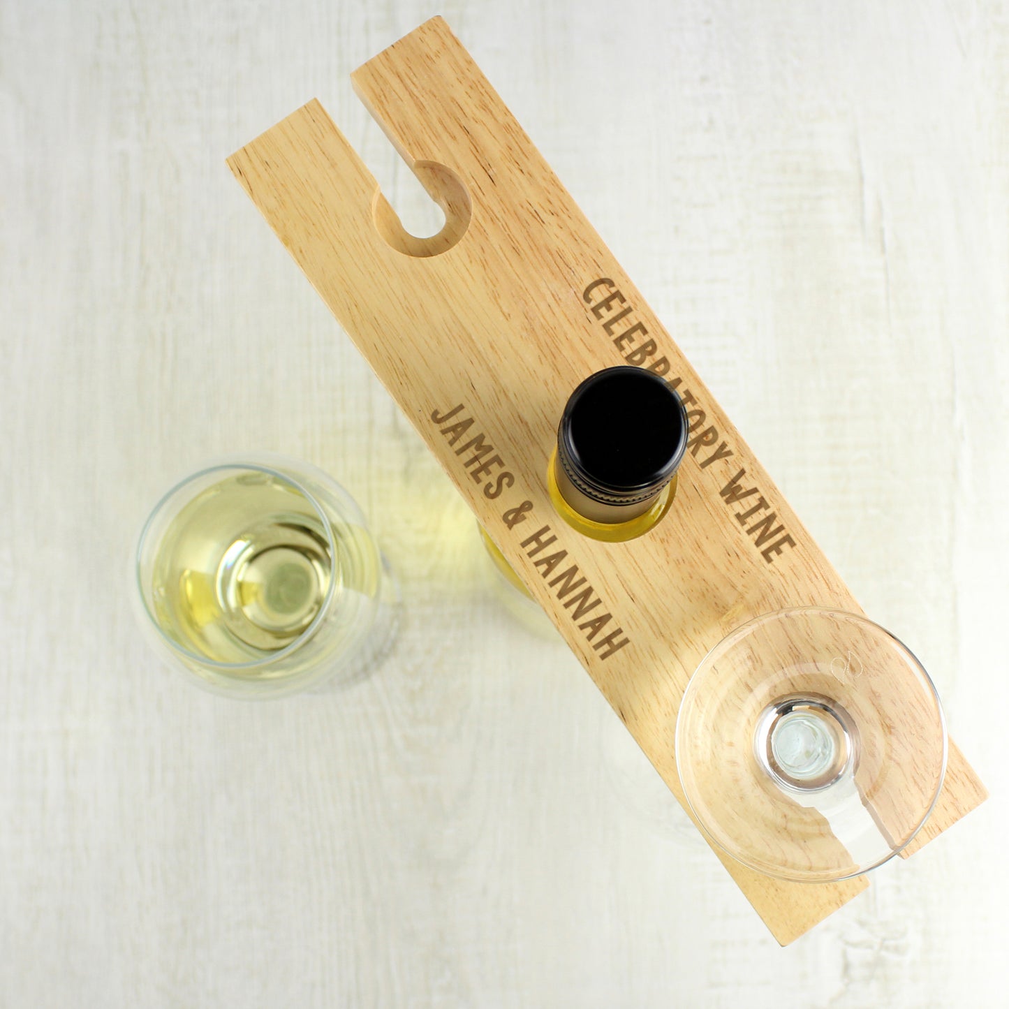 Personalised Wine Glass & Bottle Holder | Custom Wooden Butler Gift