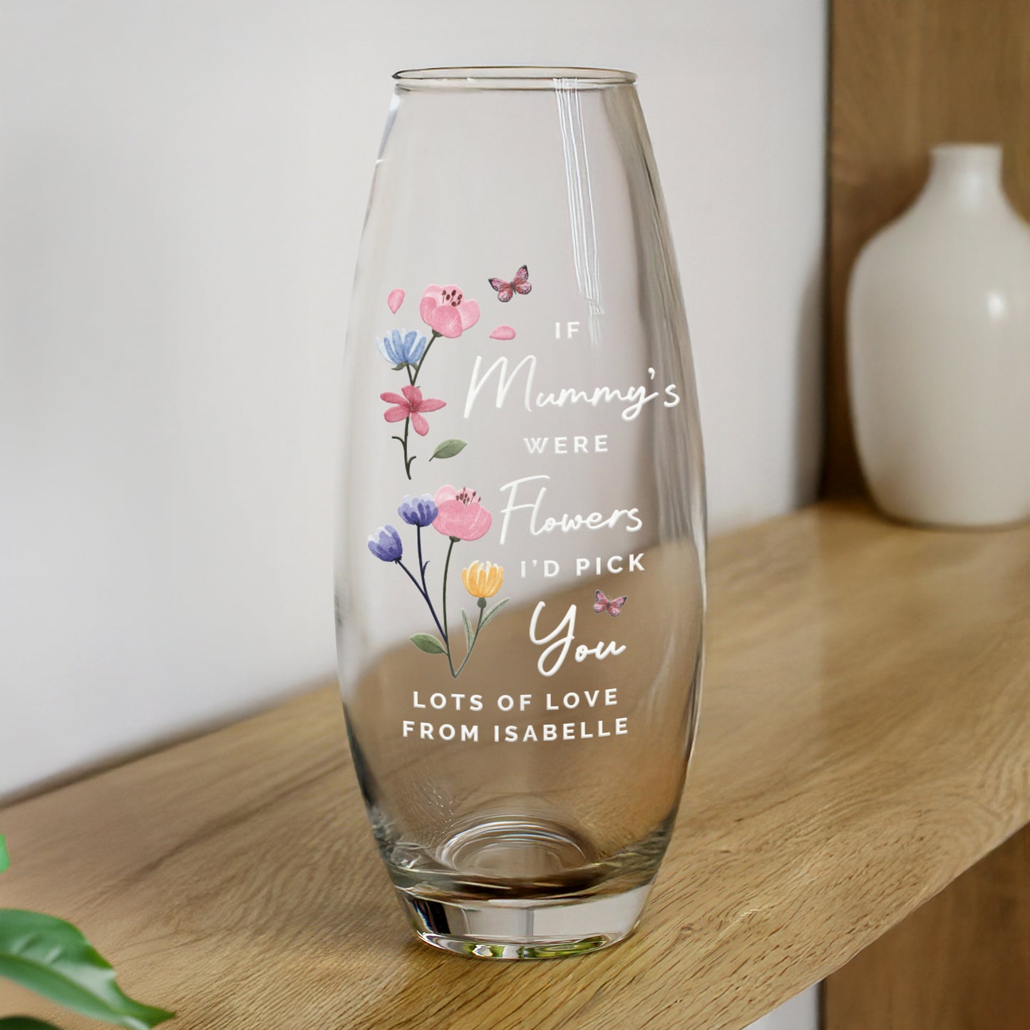 Personalised "If You Were a Flower I'd Pick You" Glass Bullet Vase