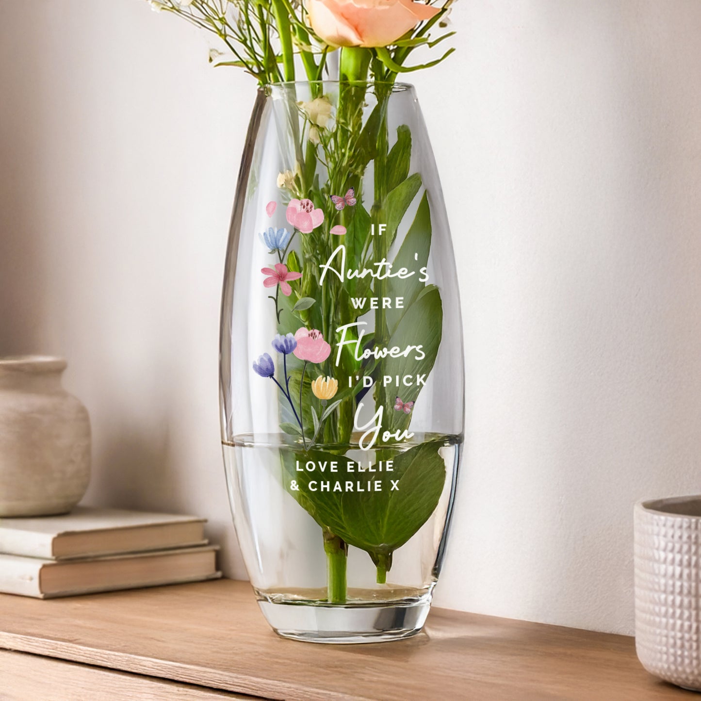 Personalised "If You Were a Flower I'd Pick You" Glass Bullet Vase