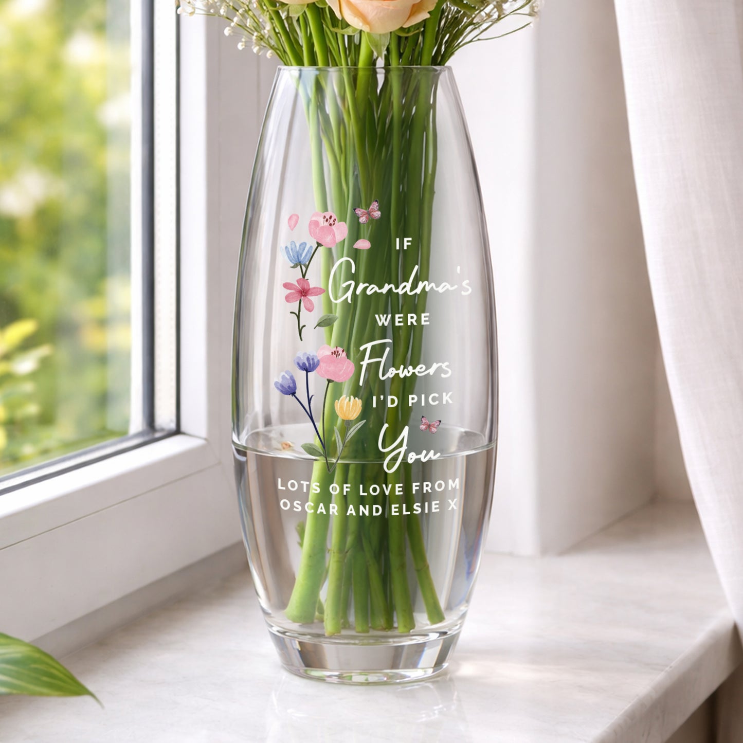 Personalised "If You Were a Flower I'd Pick You" Glass Bullet Vase