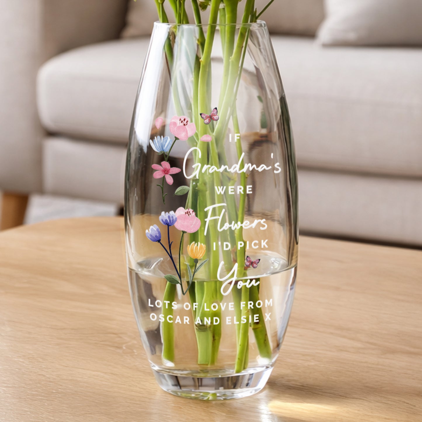 Personalised "If You Were a Flower I'd Pick You" Glass Bullet Vase