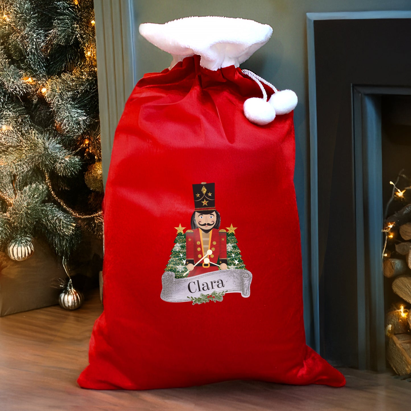 Personalised Christmas Nutcracker Red Sack