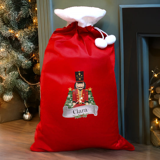 Personalised Christmas Nutcracker Red Sack