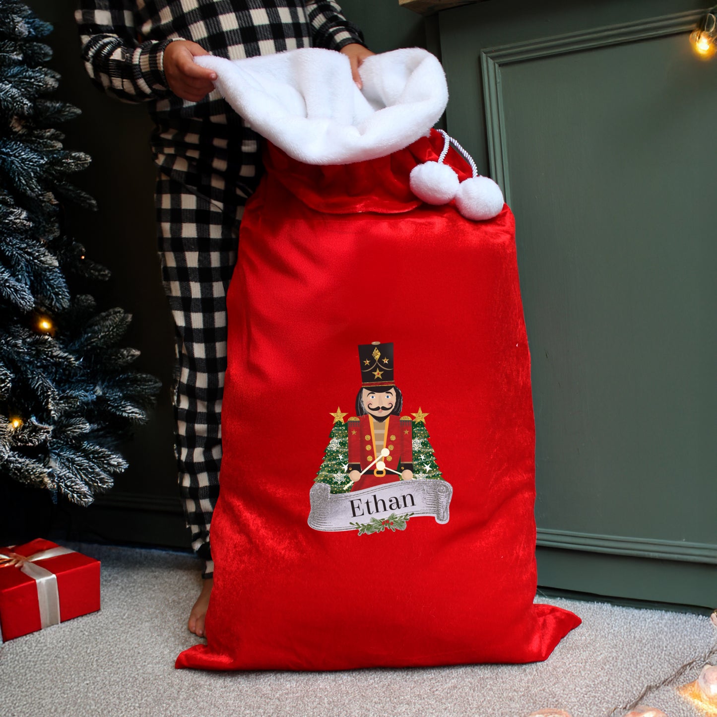 Personalised Christmas Nutcracker Red Sack