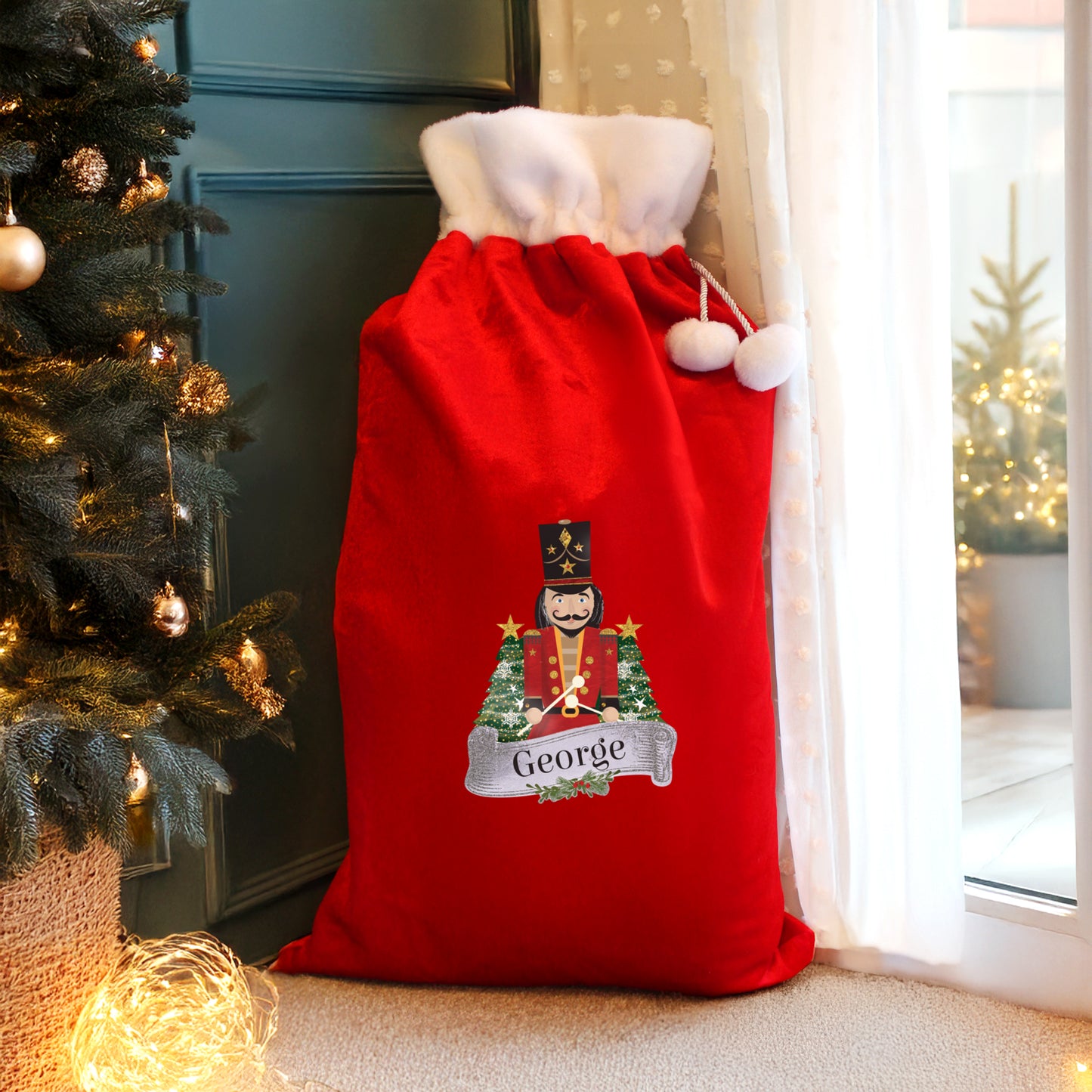 Personalised Christmas Nutcracker Red Sack