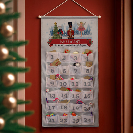 Personalised Nutcracker Advent Calendar In Silver Grey