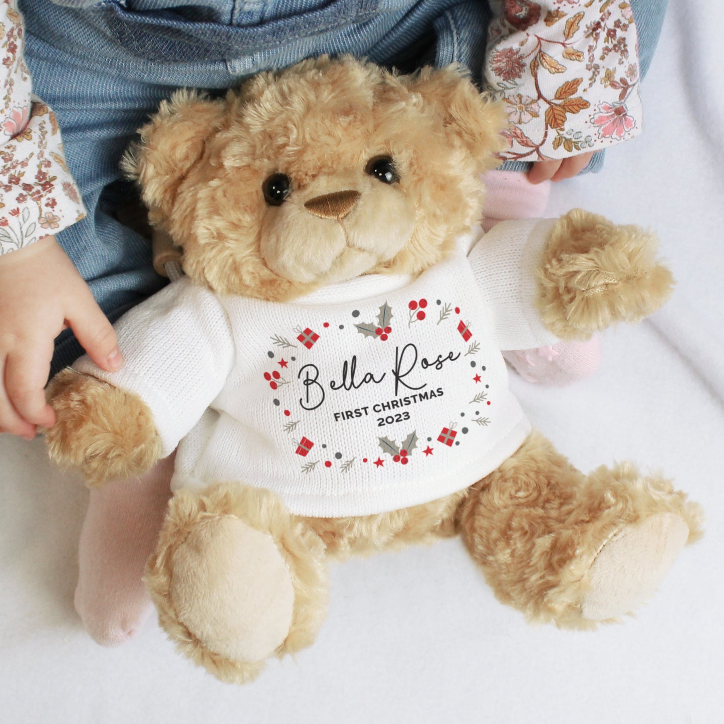 Personalised Christmas Teddy Bear with T-Shirt | Custom Name & Message Gift