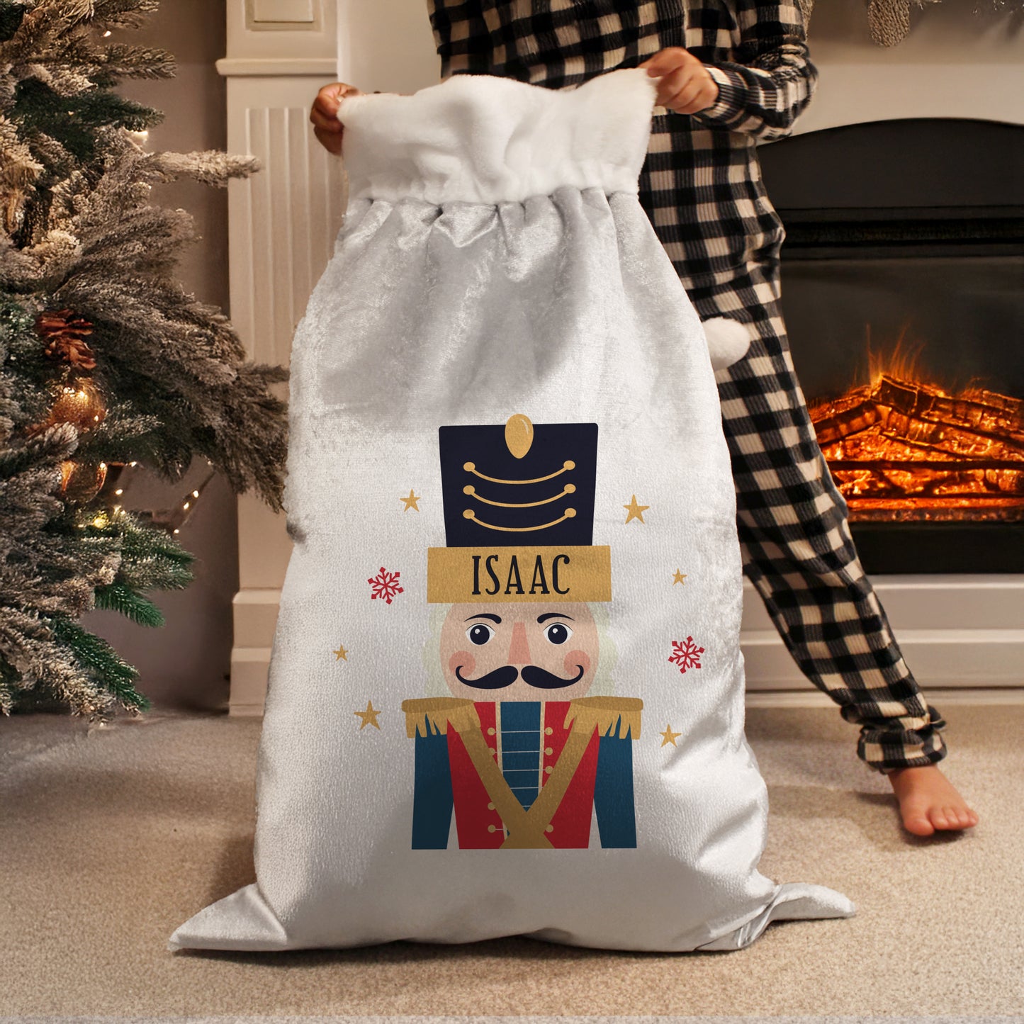 Personalised Silver Nutcracker Christmas Sack