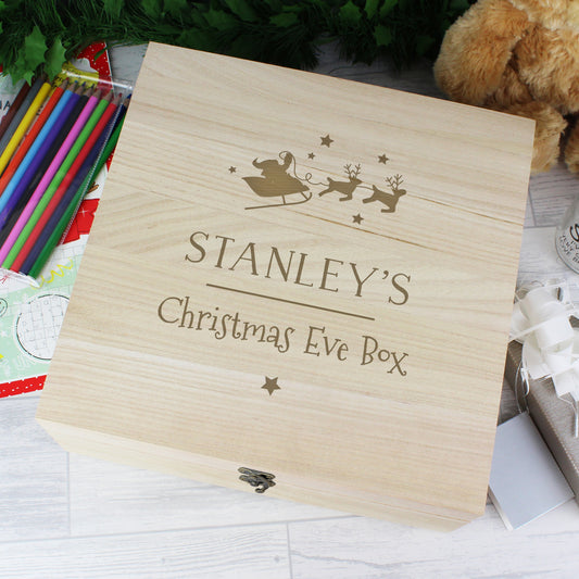 Personalised Christmas Large Wooden Christmas Eve Box