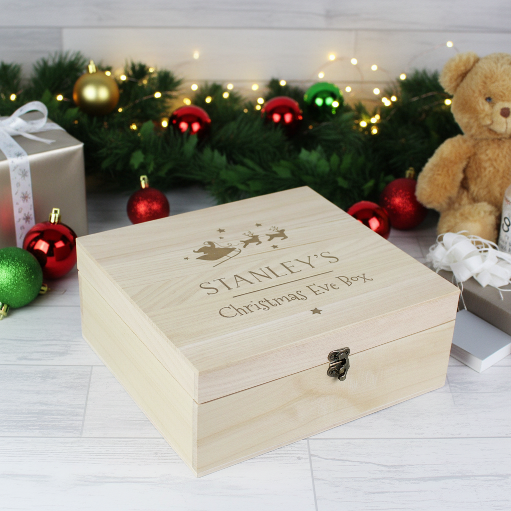 Personalised Christmas Large Wooden Christmas Eve Box