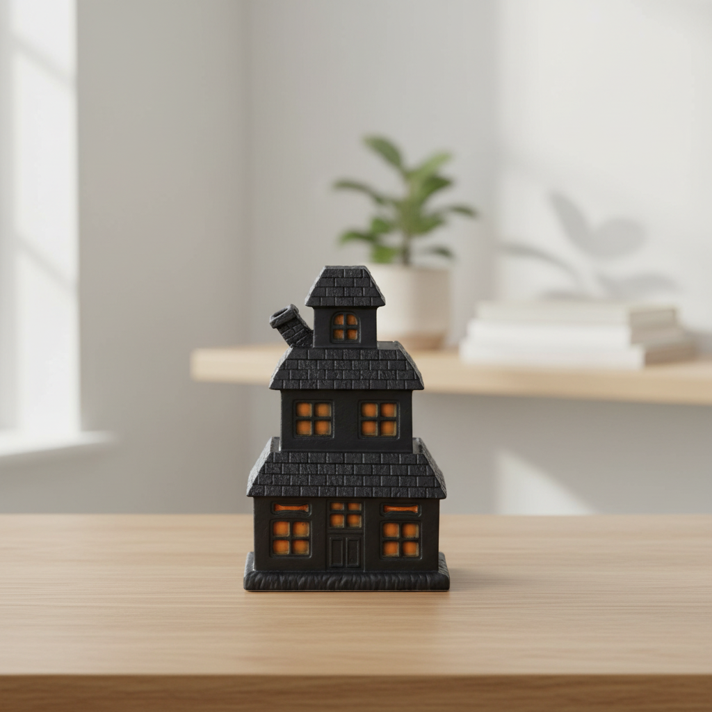 Black Haunted House Incense Cone Holder