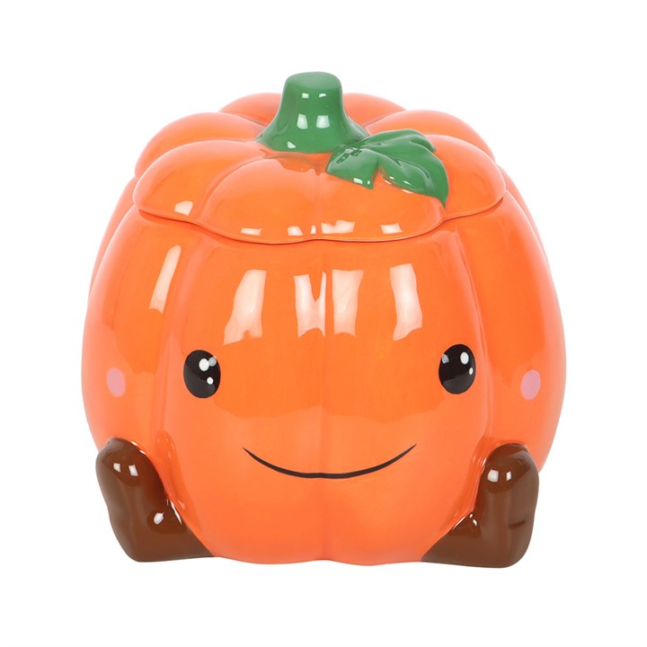Cute Smiling Pumpkin Oil & Wax Burner – Halloween Ceramic Wax Warmer
