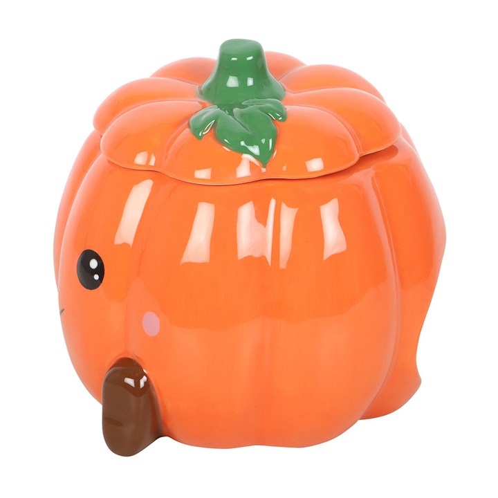 Cute Smiling Pumpkin Oil & Wax Burner – Halloween Ceramic Wax Warmer