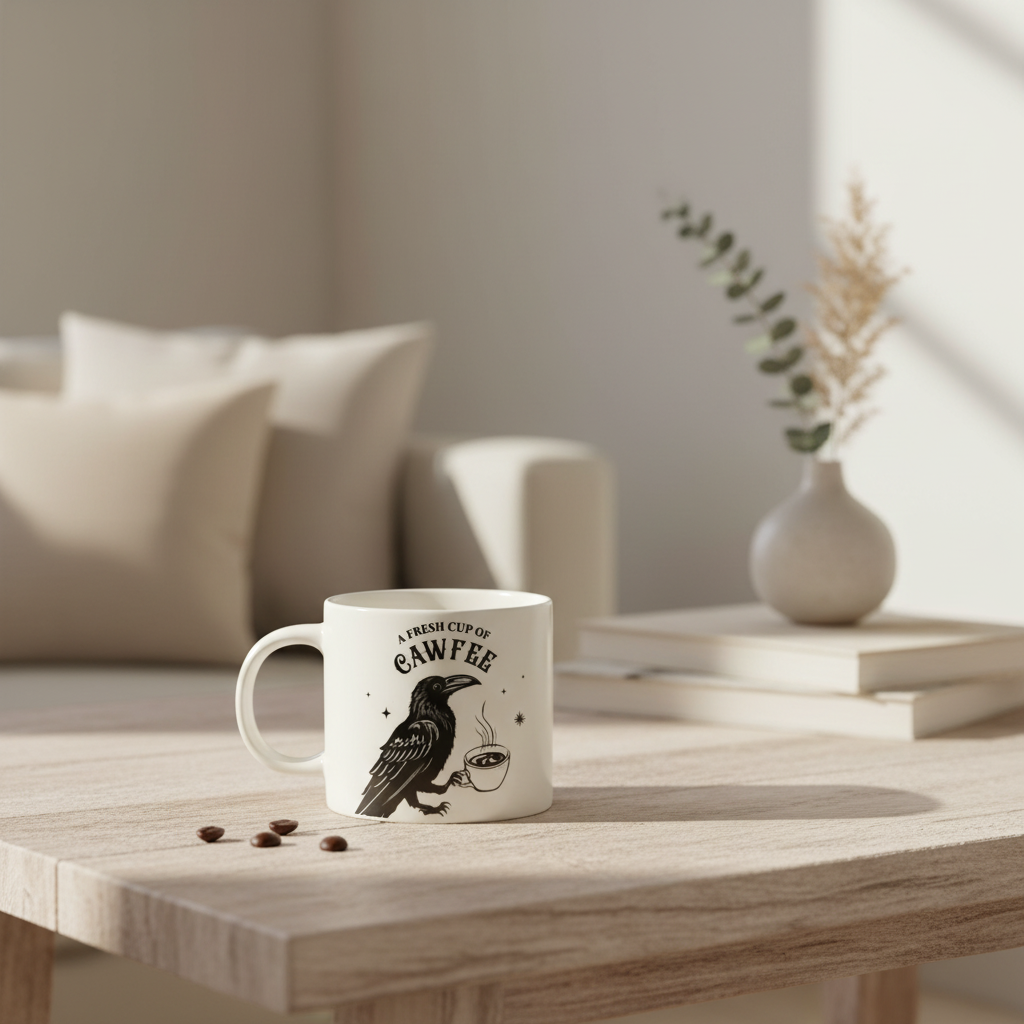 Fresh Cup of Cawfee Raven Mug