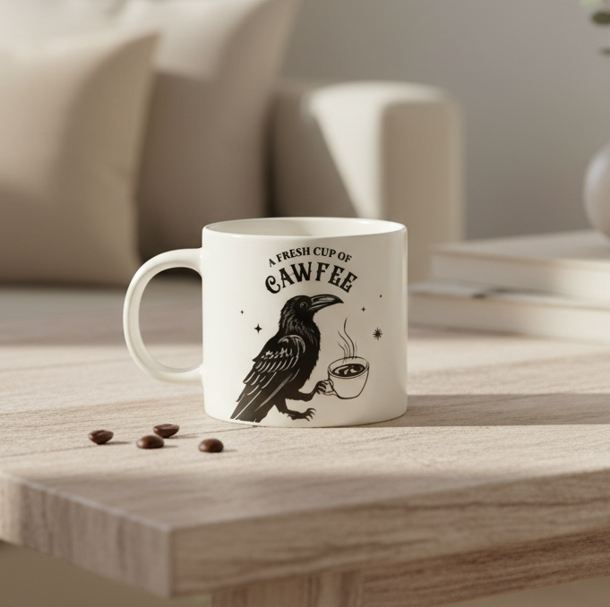 Fresh Cup of Cawfee Raven Mug