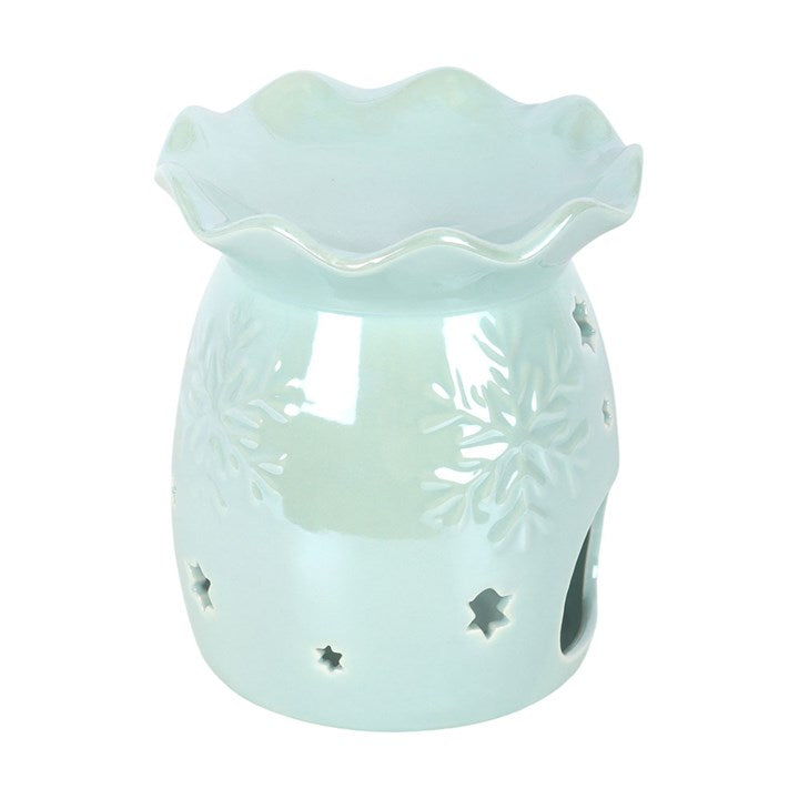 Iridescent Blue Snowflake Oil Burner and Wax Warmer