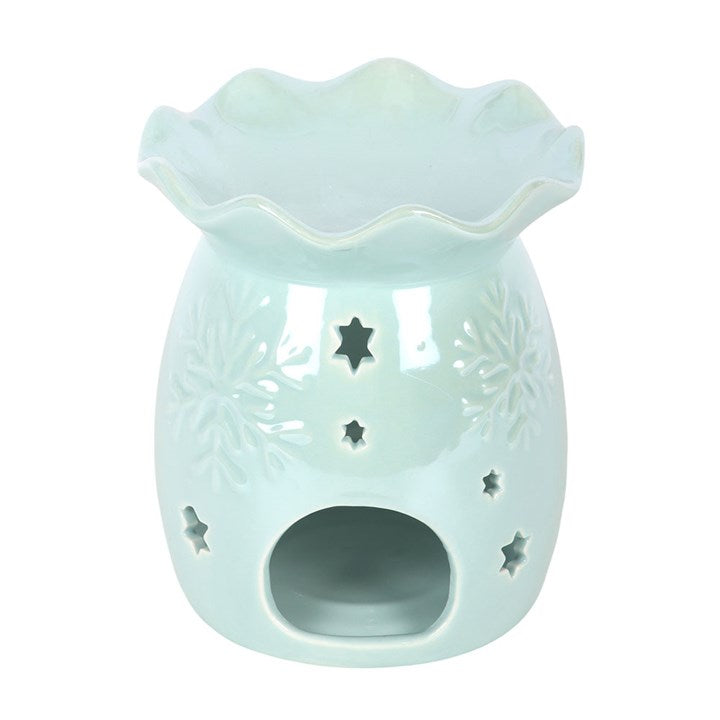 Iridescent Blue Snowflake Oil Burner and Wax Warmer
