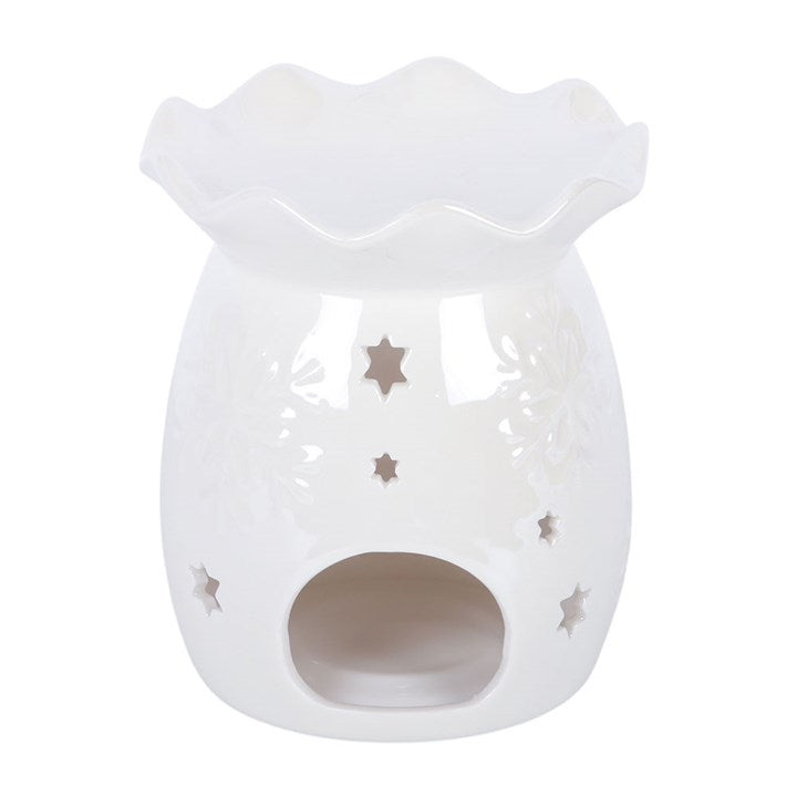 Iridescent White Snowflake Oil Burner and Wax Warmer