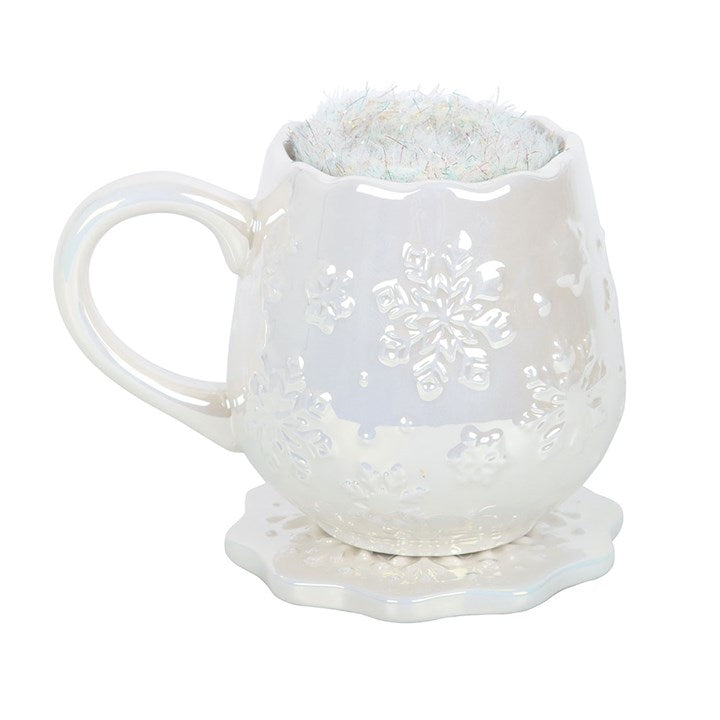 Iridescent Snowflake Mug, Coaster & Socks Gift Set | Christmas Pamper Set