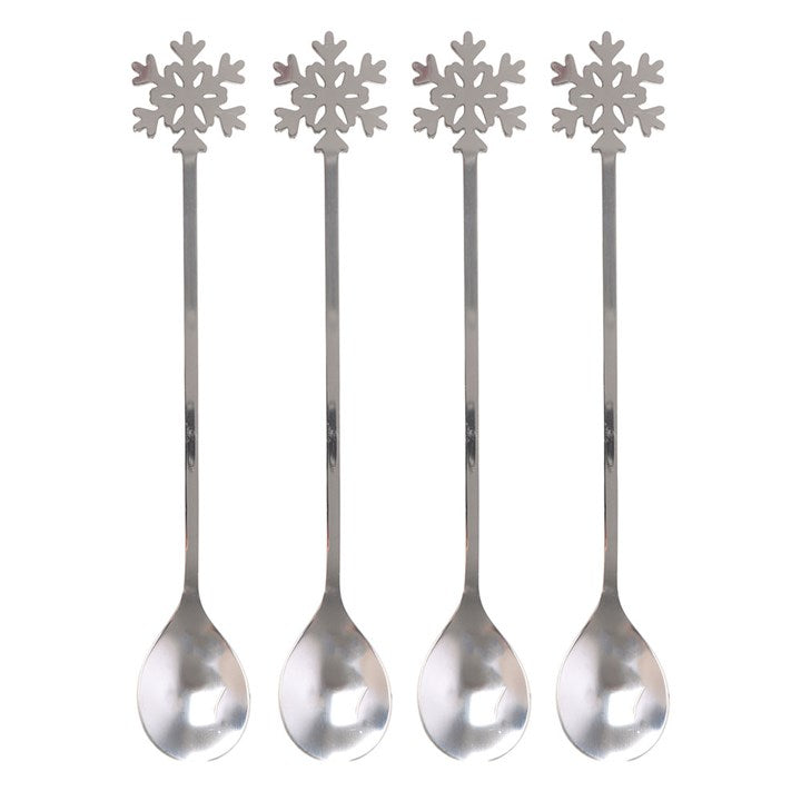Set of 4 Metal Snowflake Spoons