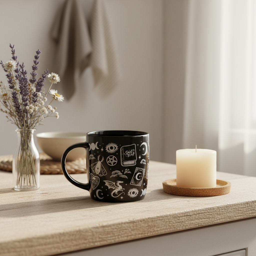Spellbound Secrets Mystical Print Mug | Witchy Gothic Mug & Magical Gift
