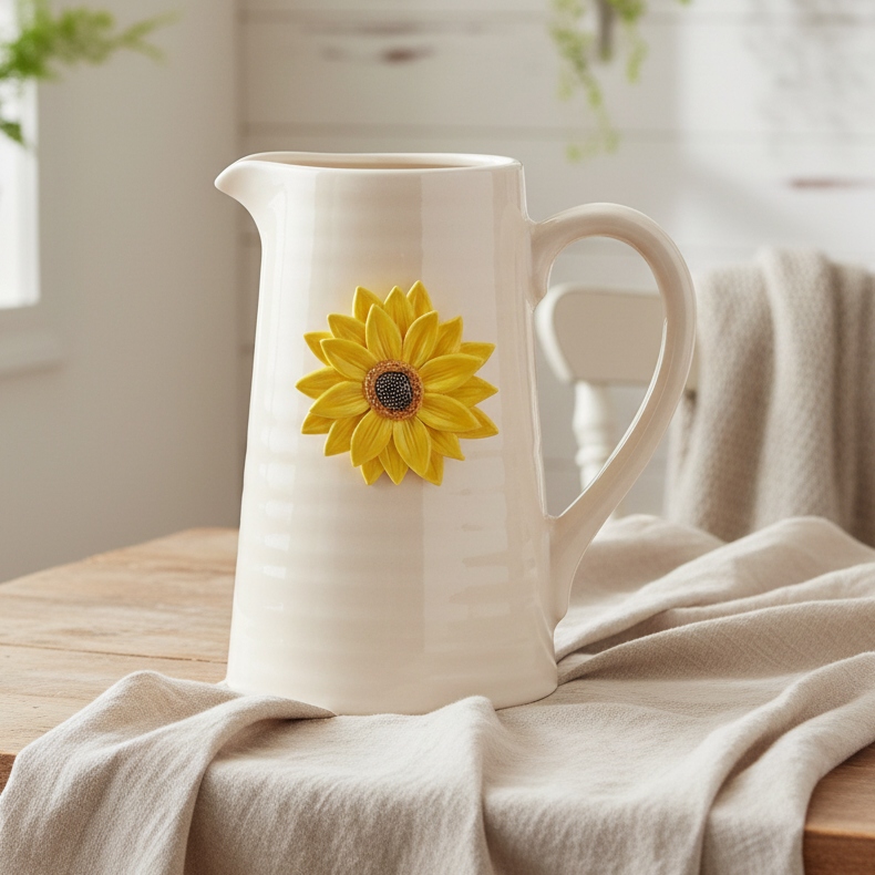 Hello Sunshine Ceramic Flower Jug with 3D Sunflower