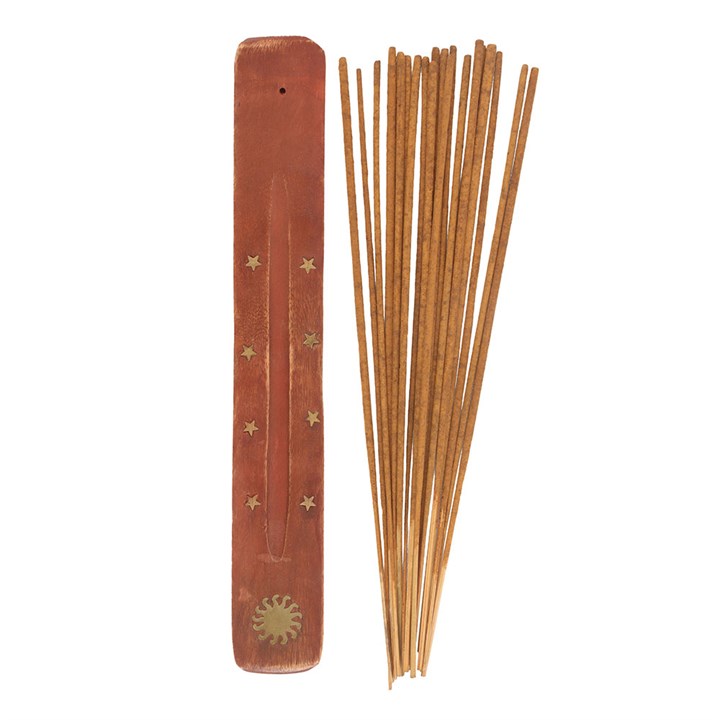 Soleil Orange Blossom Incense Gift Set – 20 Sticks & Wooden Ash Catcher