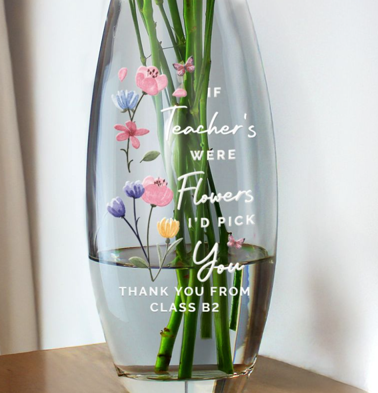 Personalised "If You Were a Flower I'd Pick You" Glass Bullet Vase