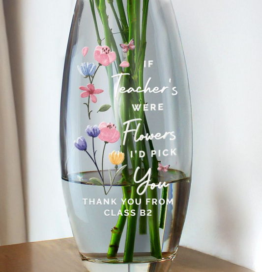 Personalised "If You Were a Flower I'd Pick You" Glass Bullet Vase