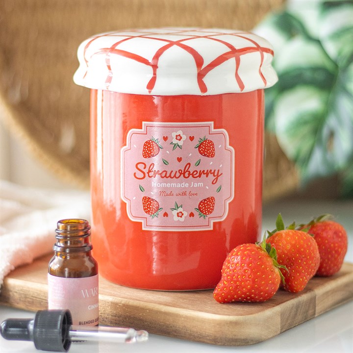 Strawberry Jam Jar Oil Burner & Wax Warmer – Vintage-Inspired Home Fragrance