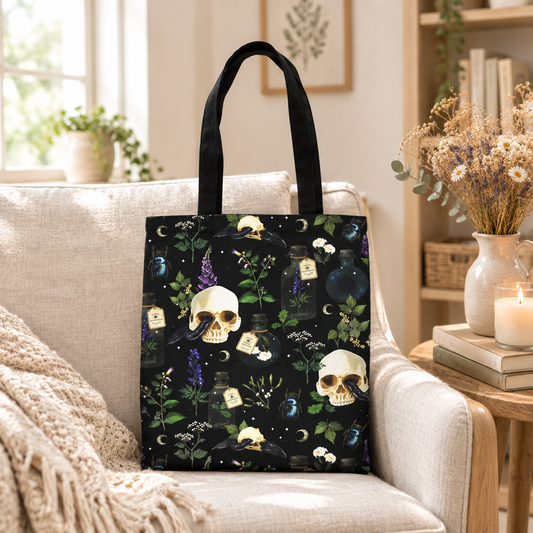 Venom & Vines Print Polycotton Tote Bag
