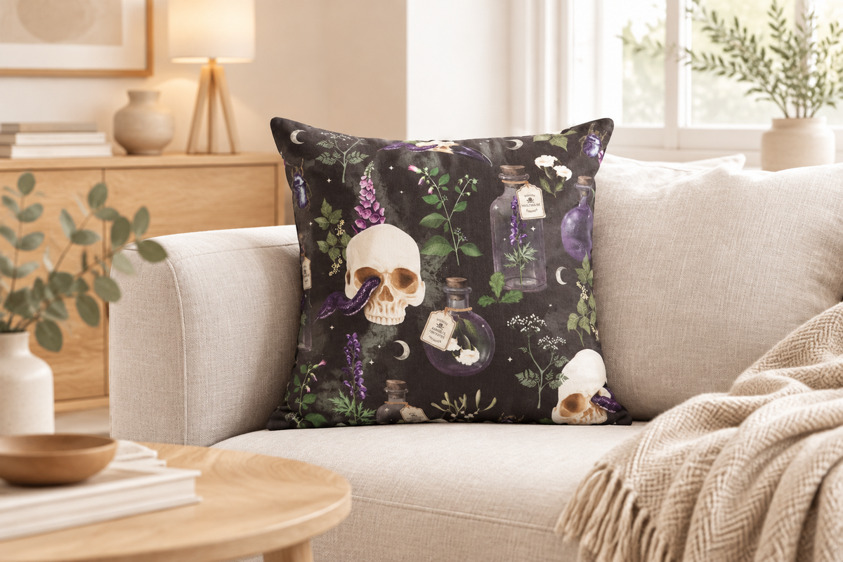 35cm Square Venom & Vines Print Cushion