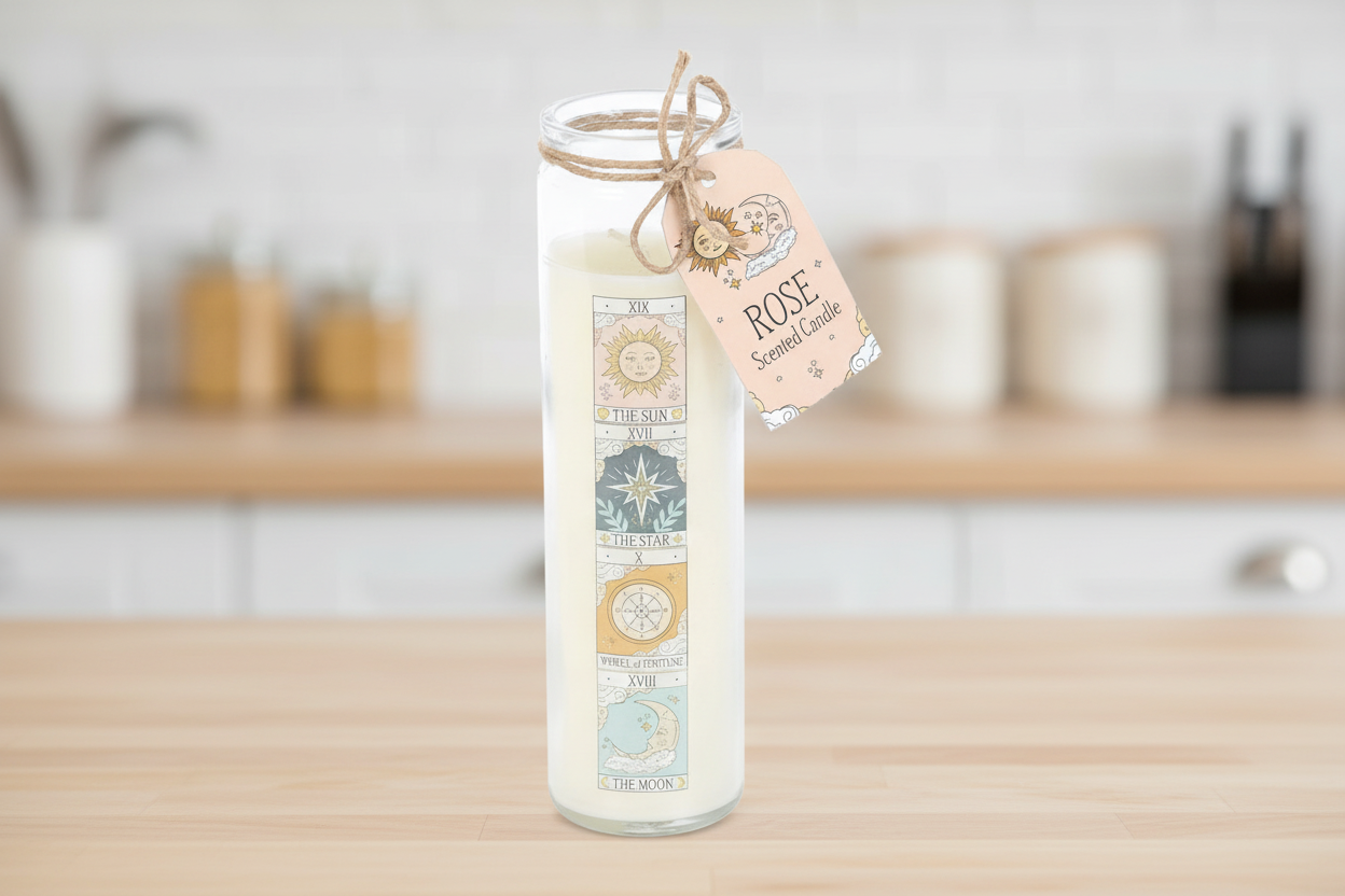 Vintage Tarot Rose Tube Candle