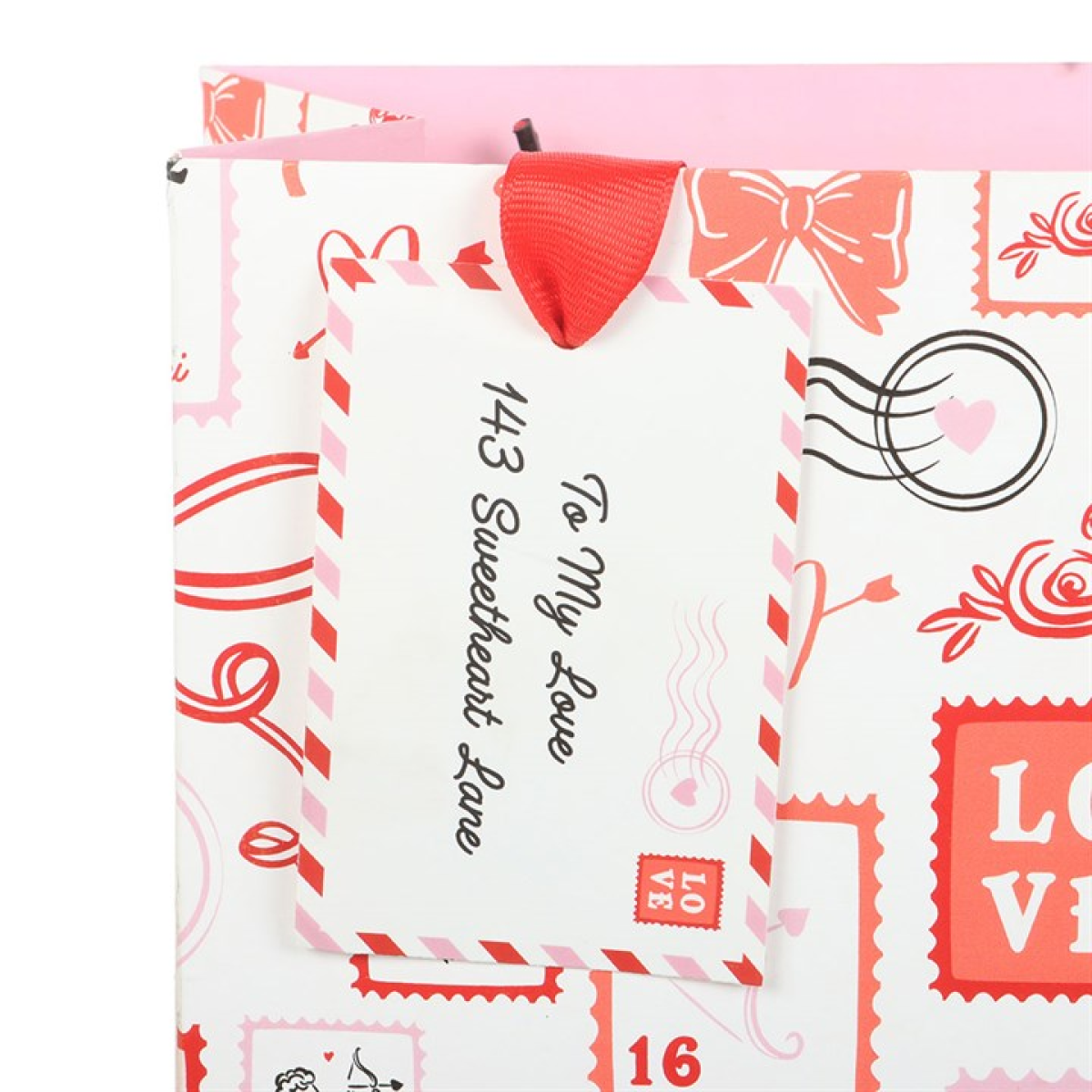Decorative paper with love-themed designs and text on a white background