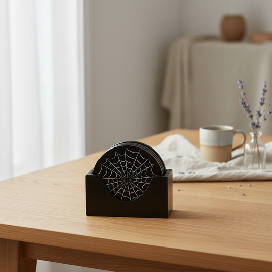 Black Spiderweb Coaster Set