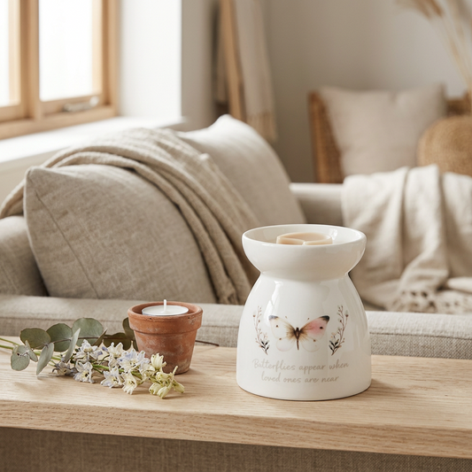 Butterflies Appear Oil Burner | Sympathy & Memorial Ceramic Home Fragrance | Bereavement Gift