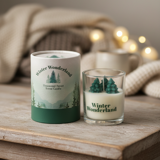 Winter Wonderland Candle with Tree Scene