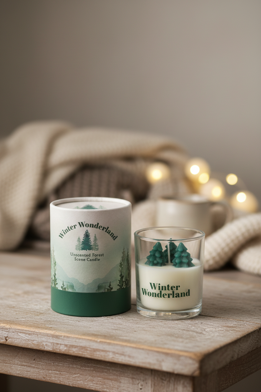 Winter Wonderland Candle with Tree Scene