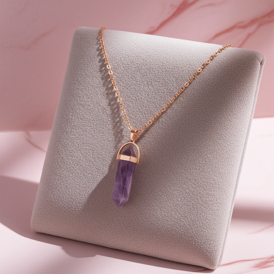 Amethyst Crystal Necklace Card