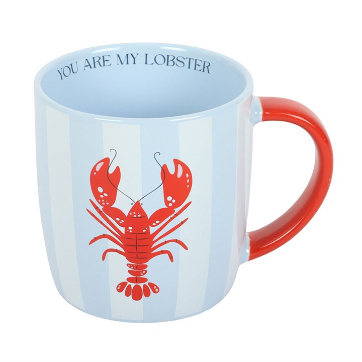 Mug with red lobster design and 'You are my lobster' text on a white background