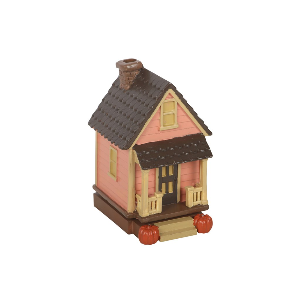 Pink House Incense Cone Burner with Pumpkins