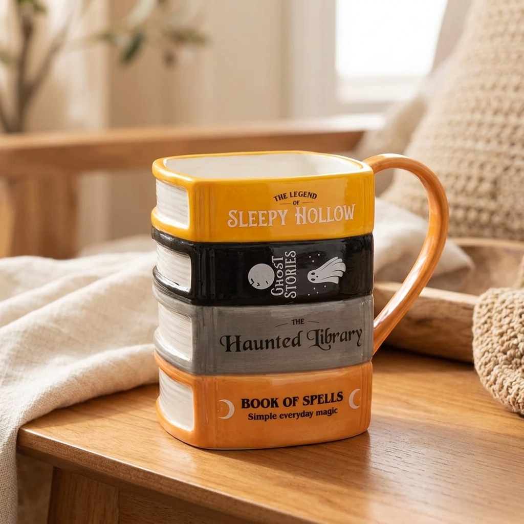 The Haunted Library Book Stack Mug