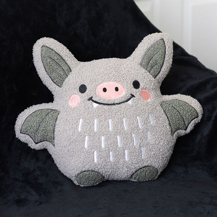 Cute Bat Boucle Cushion | Halloween Novelty Cushion & Spooky Home Decor Gift