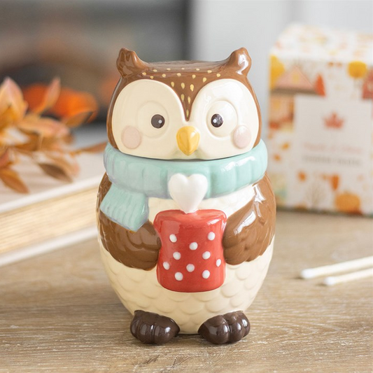 Oliver Owl Oil Burner | Woodland Ceramic Home Fragrance Burner | Autumn & Cosy Gift